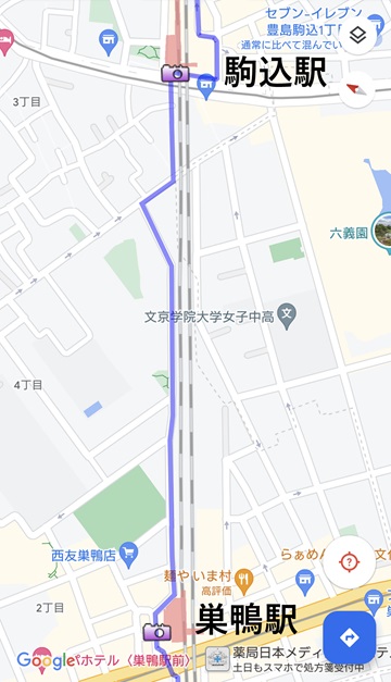 駒込駅to巣鴨駅