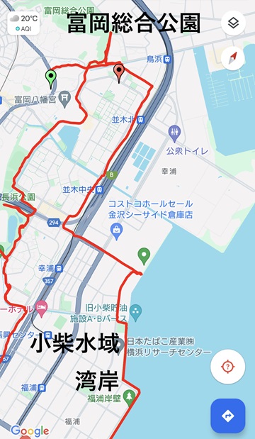 富岡総合公園to小柴水域湾岸