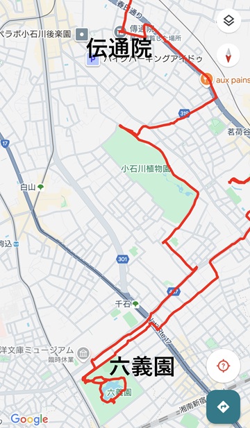 伝通院to六義園