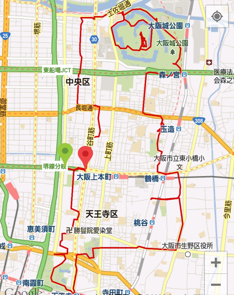 上町台地を走る