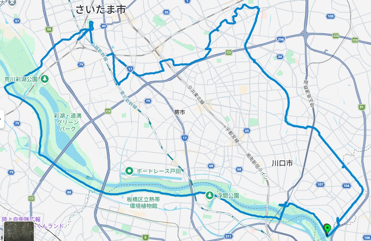 荒川と芝川自転車道